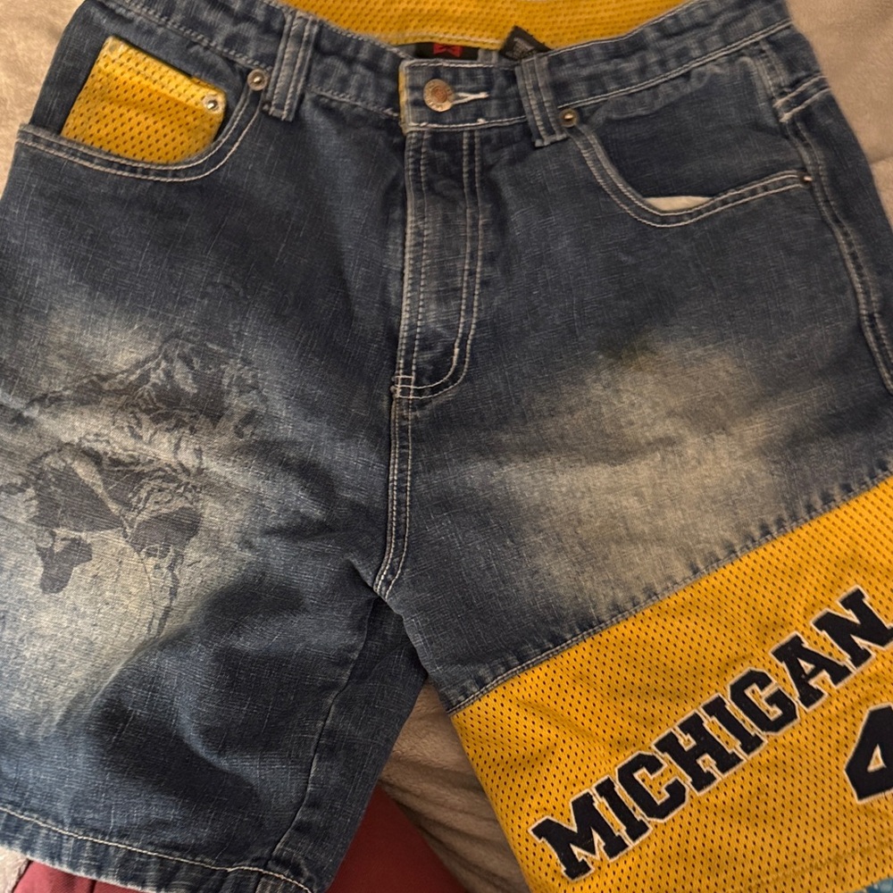 Michigan Blue and Yellow Jean Shorts